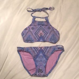 Purple high neck swimsuit